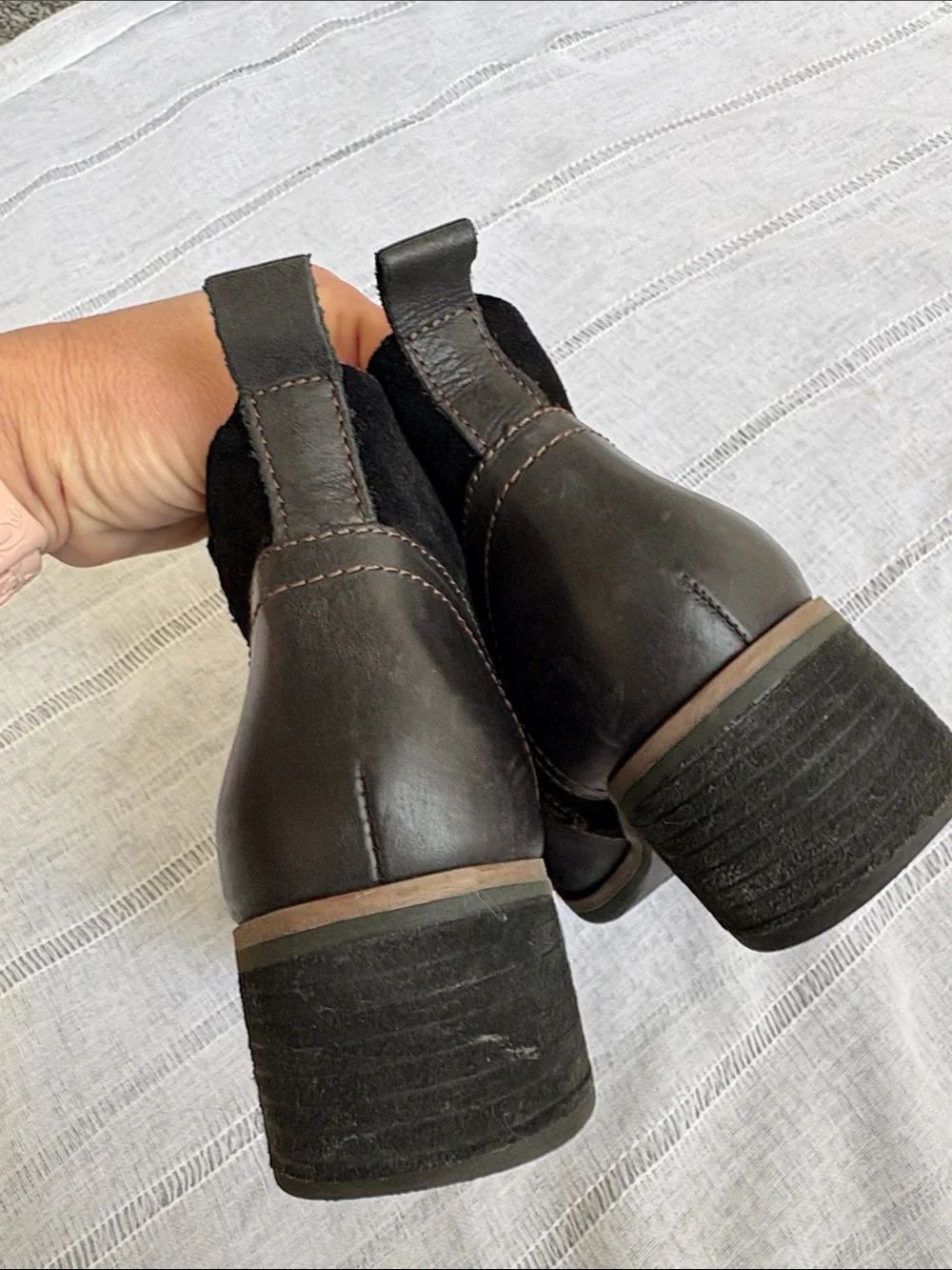 Korks Black Leather and Suede Ankle Booties